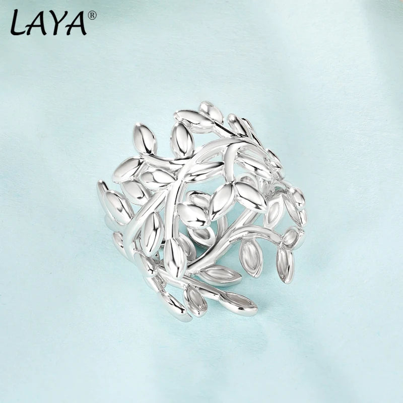 Laya 925 Sterling Silver Irregular Unique Design Leaf Plain Silver Ring For Women Fashion Original Neutral Jewelry 2022 Trend