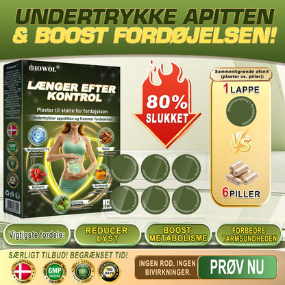 IOWOL® APPETITKONTROLPLASTER! INGEN PILLER & INGEN SULT & INGEN KAMP & 100% RESULTATER.