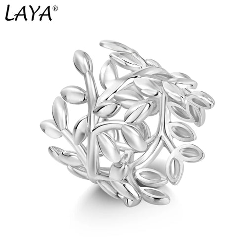Laya 925 Sterling Silver Irregular Unique Design Leaf Plain Silver Ring For Women Fashion Original Neutral Jewelry 2022 Trend