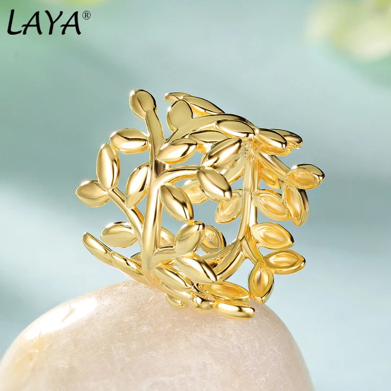 Laya 925 Sterling Silver Irregular Unique Design Leaf Plain Silver Ring For Women Fashion Original Neutral Jewelry 2022 Trend