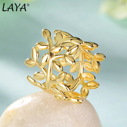 Laya 925 Sterling Silver Irregular Unique Design Leaf Plain Silver Ring For Women Fashion Original Neutral Jewelry 2022 Trend