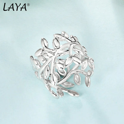Laya 925 Sterling Silver Irregular Unique Design Leaf Plain Silver Ring For Women Fashion Original Neutral Jewelry 2022 Trend
