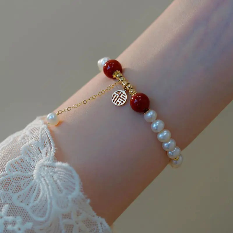 Fashion Imitation Pearl Bracelet Pendant Bracelets For Women Girls Charm Adjustable High Quality Jewelry Gift
