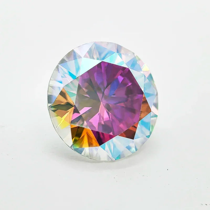 Moissanite Stone AB Colour Gemstone Round Cut  Lab Created Diamond Advanced Jewelry Making Materials with Certificate