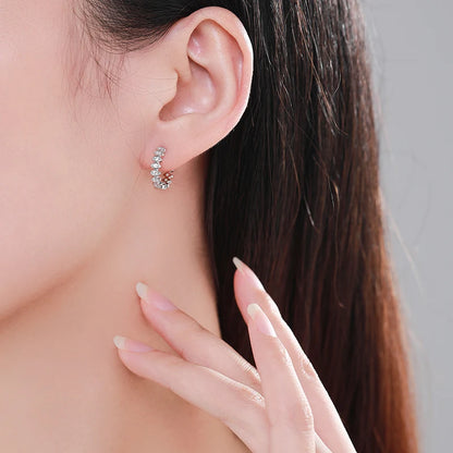 Ailmay 925 Sterling Silver Luxury Lucky Eye Ear Buckles For Women Girls Shiny CZ Geometric Hoop Earrings Wedding Fine Jewelry