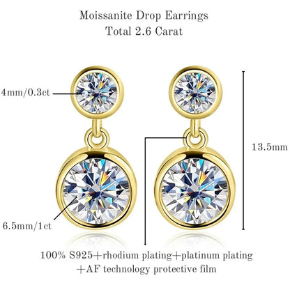 TBCYD 2.6cttw D Color Moissanite Drop Earrings For Women GRA Certified S925 Silver Hanging Bubble Earrings Luxury Fine Jewelry