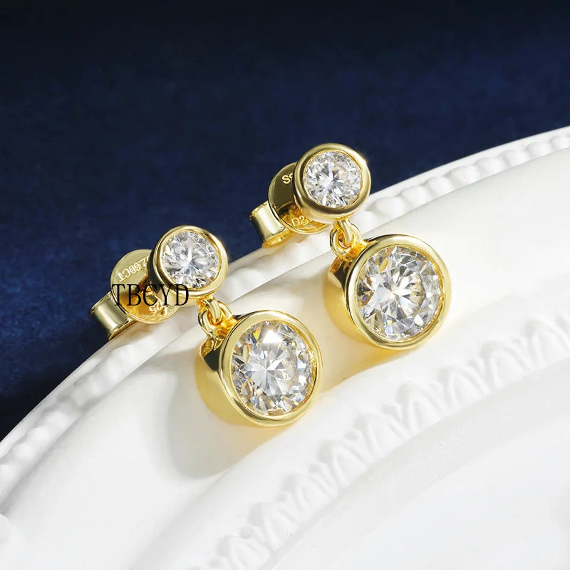 TBCYD 2.6cttw D Color Moissanite Drop Earrings For Women GRA Certified S925 Silver Hanging Bubble Earrings Luxury Fine Jewelry
