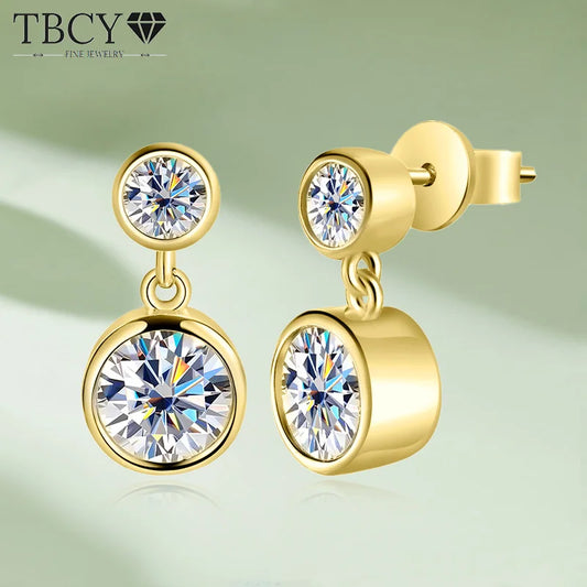 TBCYD 2.6cttw D Color Moissanite Drop Earrings For Women GRA Certified S925 Silver Hanging Bubble Earrings Luxury Fine Jewelry