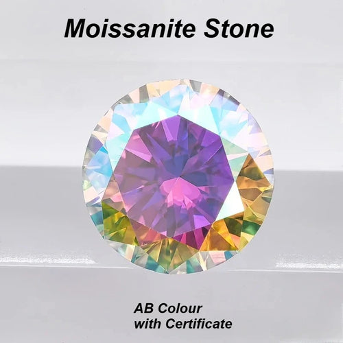 Moissanite Stone AB Colour Gemstone Round Cut  Lab Created Diamond Advanced Jewelry Making Materials with Certificate