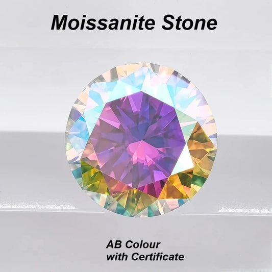 Moissanite Stone AB Colour Gemstone Round Cut  Lab Created Diamond Advanced Jewelry Making Materials with Certificate